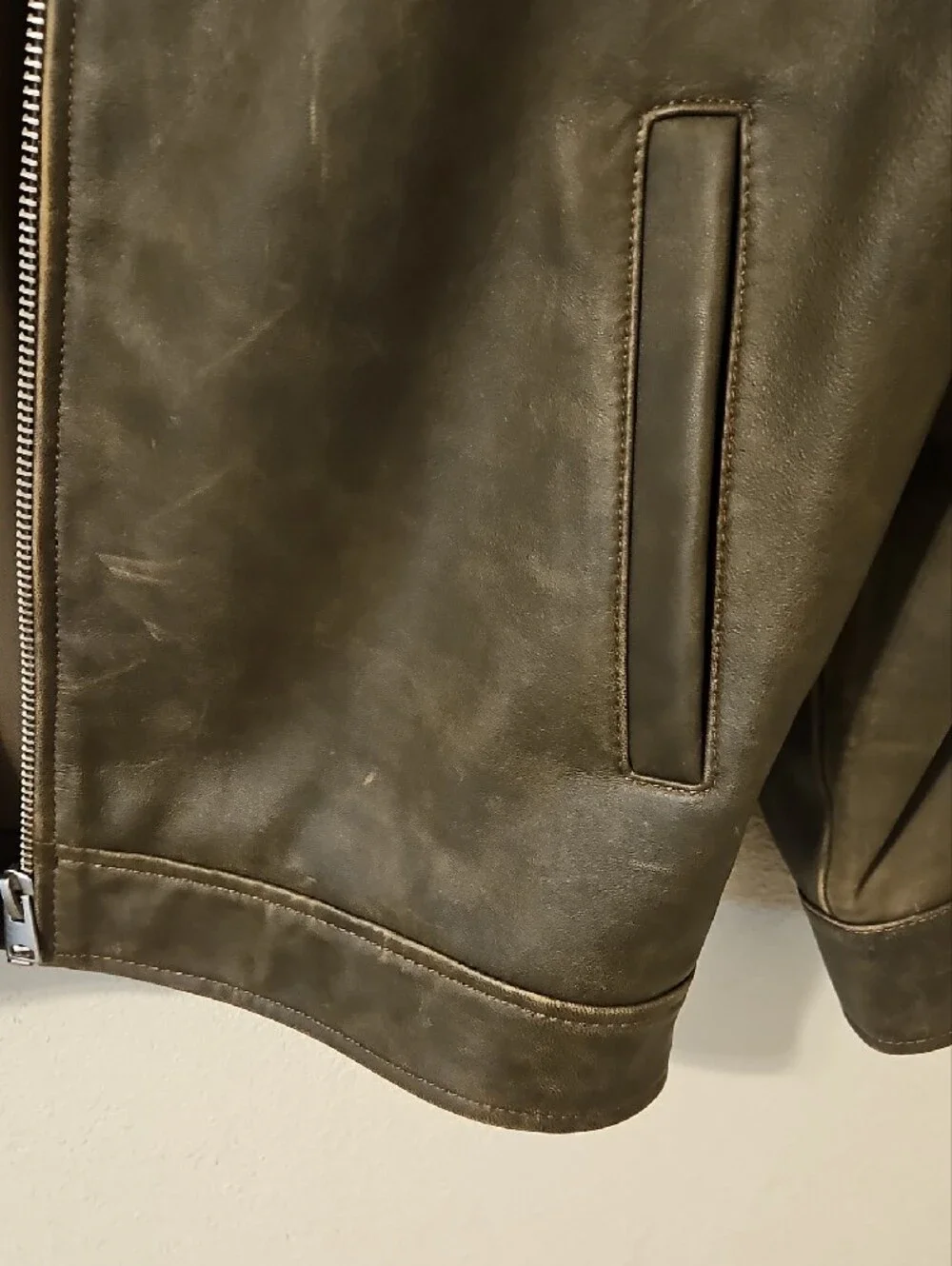 Quince Oversized Leather Bomber Jacket For Women In Distressed Brown Size Medium - Picture 4 of 9